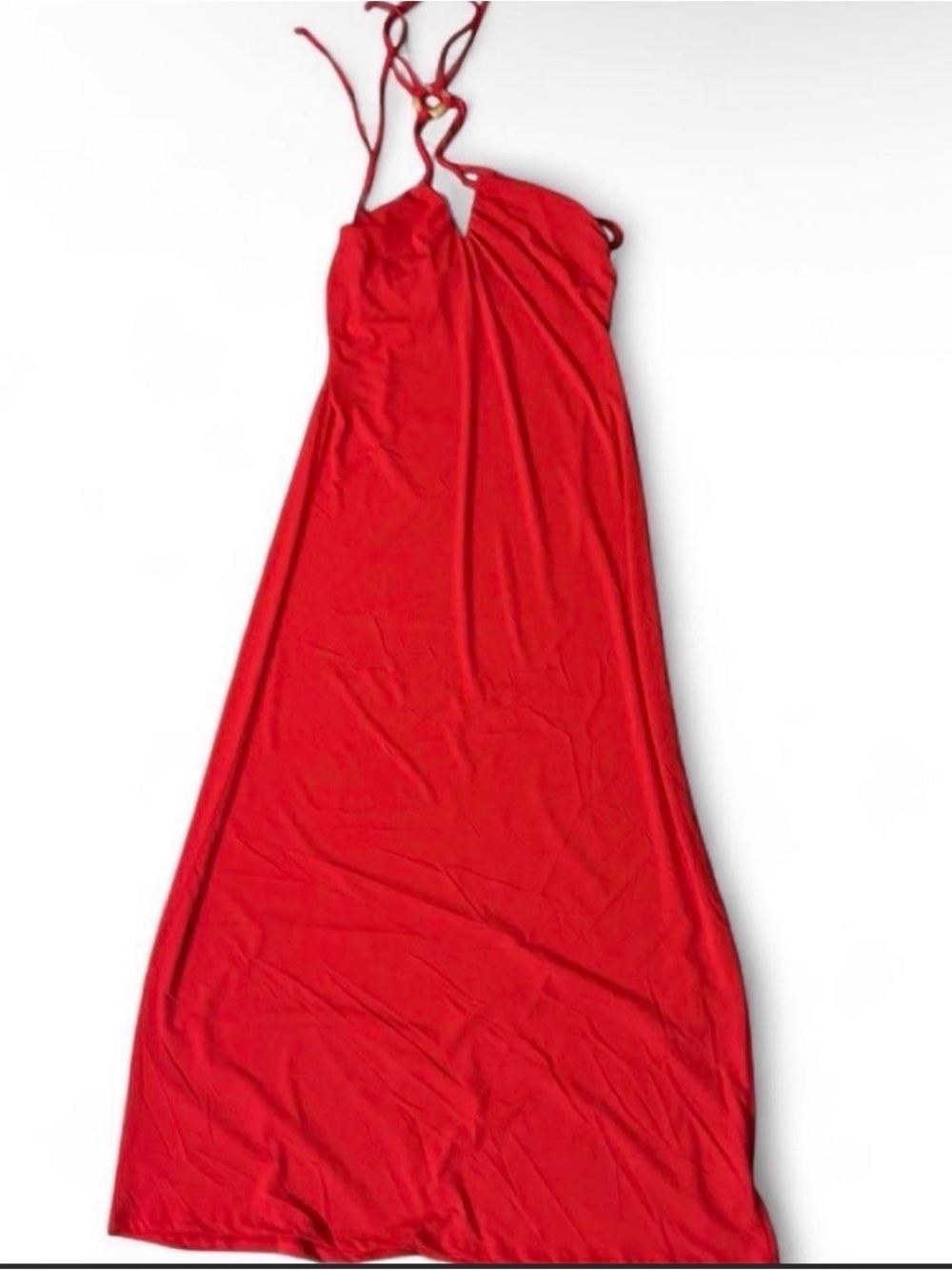 Fusionista Red Satin Halter Maxi Dress 1X